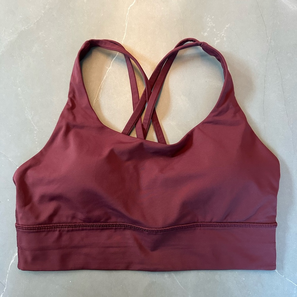 Lululemon Energy Longline bra in Red Merlot
